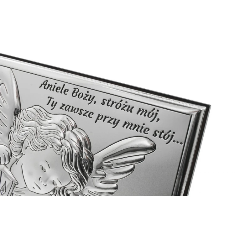 Silver Picture of Angel with Lantern over Child, size 12x12cm - 6730S/2X