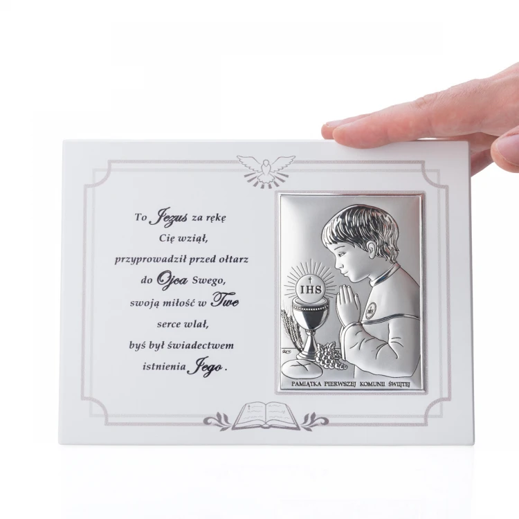 Silver Picture for Boy - First Holy Communion Keepsake - size 18x13cm - DS08/04/1O
