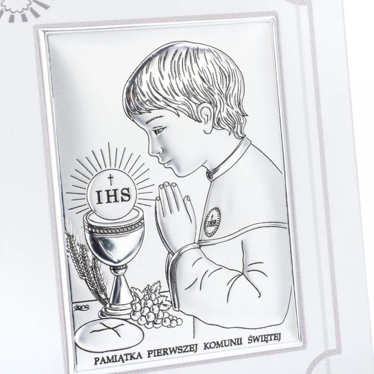 Silver Picture for Boy - First Holy Communion Keepsake - size 18x13cm - DS08/04/1O