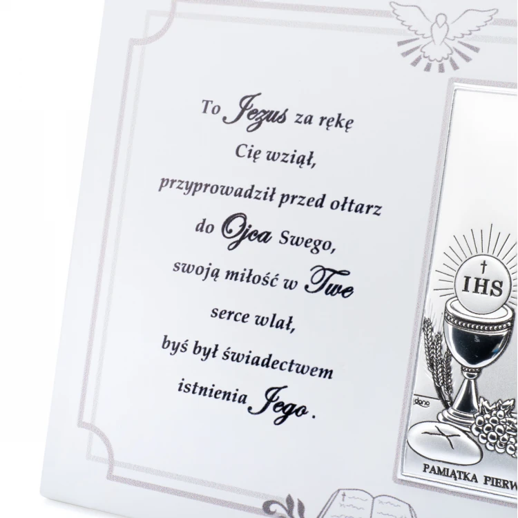 Silver Picture for Boy - First Holy Communion Keepsake - size 18x13cm - DS08/04/1O