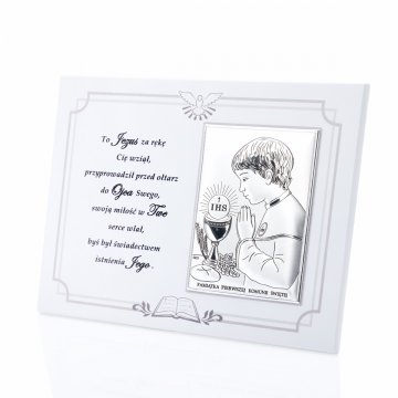 Silver Picture for Boy - First Holy Communion Keepsake - size 18x13cm - DS08/04/1O