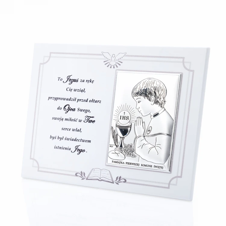 Silver Picture for Boy - First Holy Communion Keepsake - size 18x13cm - DS08/04/1O