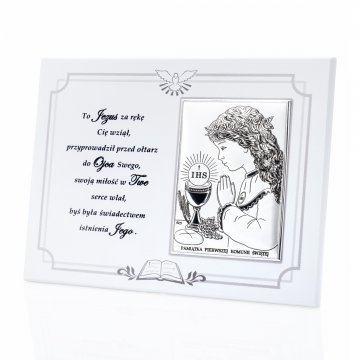 Silver Picture for a Girl - First Holy Communion Keepsake - size 18x13cm - DS08/04/1A