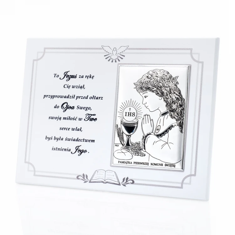 Silver Picture for a Girl - First Holy Communion Keepsake - size 18x13cm - DS08/04/1A