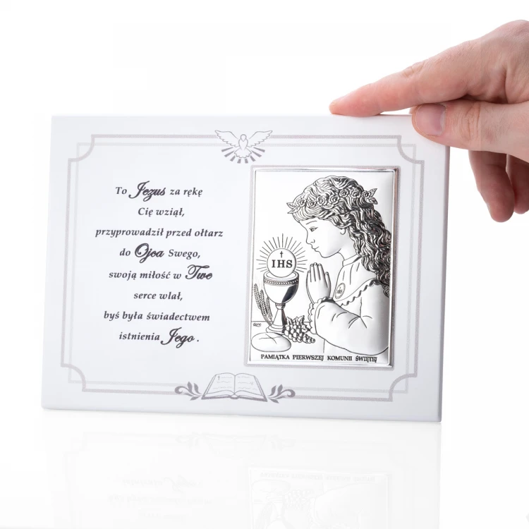 Silver Picture for a Girl - First Holy Communion Keepsake - size 18x13cm - DS08/04/1A