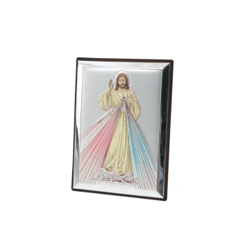 Silver Picture of Merciful Jesus - Jesus I Trust in You - size 8x11cm - 31136CER