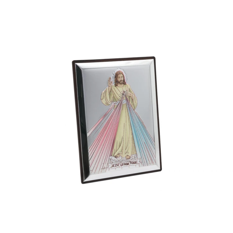 Silver Picture of Merciful Jesus - Jesus I Trust in You - size 8x11cm - 31136CER