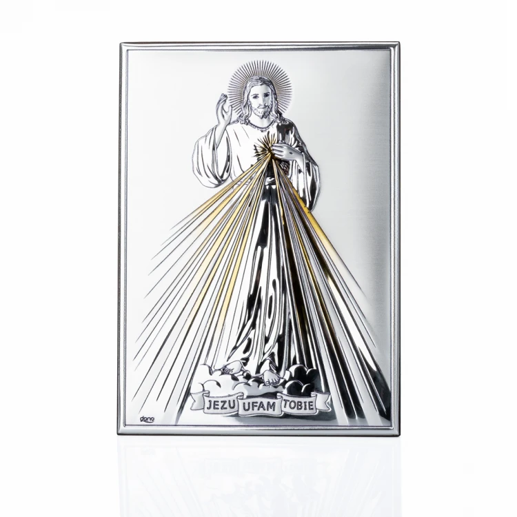 Silver Picture of Merciful Jesus - Jesus I Trust in You - size 13x18cm - DS34/3O
