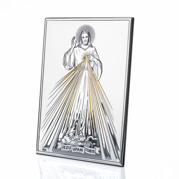 Silver Picture of Merciful Jesus - Jesus I Trust in You - size 13x18cm - DS34/3O