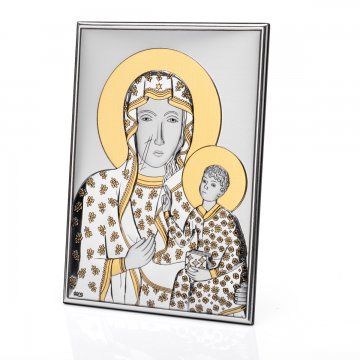 Silver Picture of Our Lady of Czestochowa - size 11.5x16cm - DS19/2XO