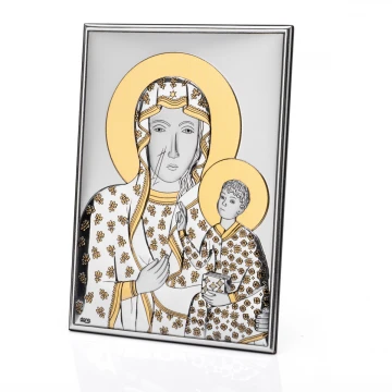 Silver Picture of Our Lady of Czestochowa - size 11.5x16cm - DS19/2XO