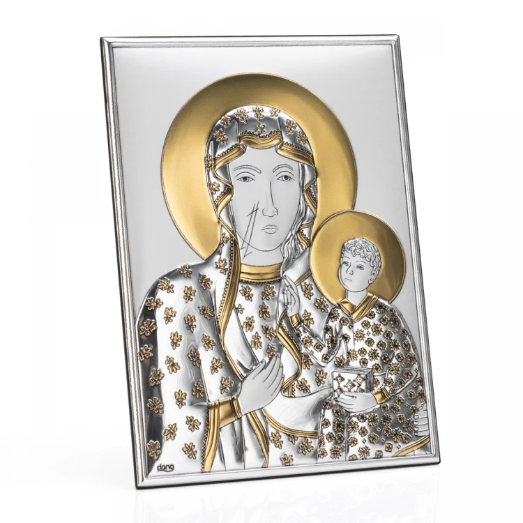 Silver Picture of Our Lady of Czestochowa - size 11.5x16cm - DS19/2XO