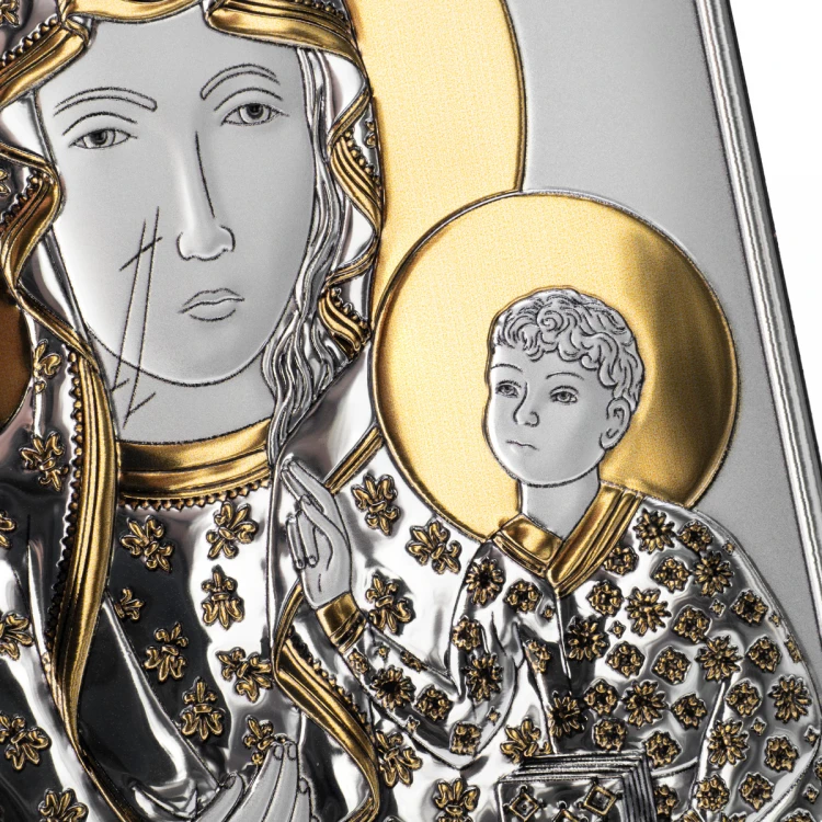 Silver Picture of Our Lady of Czestochowa - size 11.5x16cm - DS19/2XO