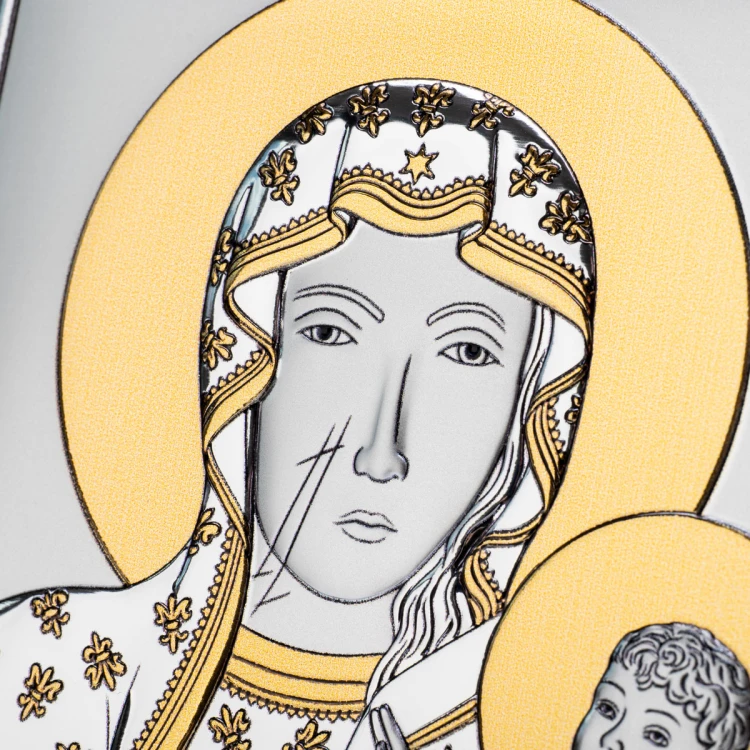 Silver Picture of Our Lady of Czestochowa - size 11.5x16cm - DS19/2XO