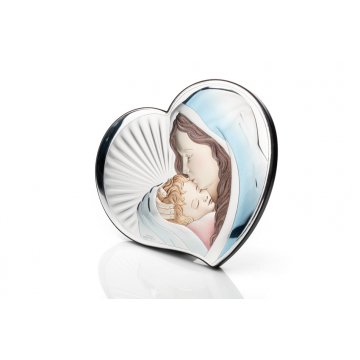 Silver Picture of the Virgin Mary with Child, dimensions 14x12cm - 81295/3COL