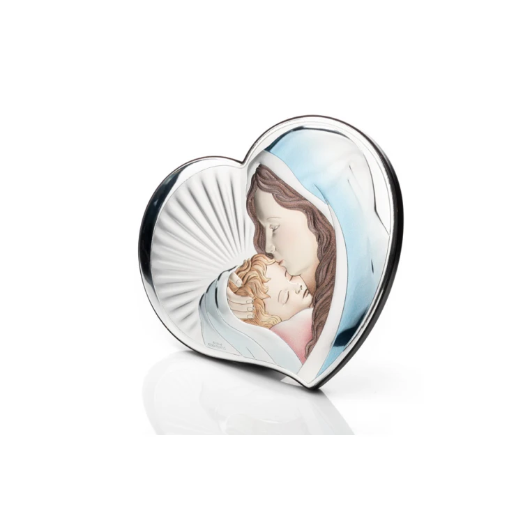 Silver Picture of the Virgin Mary with Child, dimensions 14x12cm - 81295/3COL