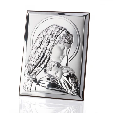 Silver Picture of the Virgin Mary with Child, size 13x18cm - 31133
