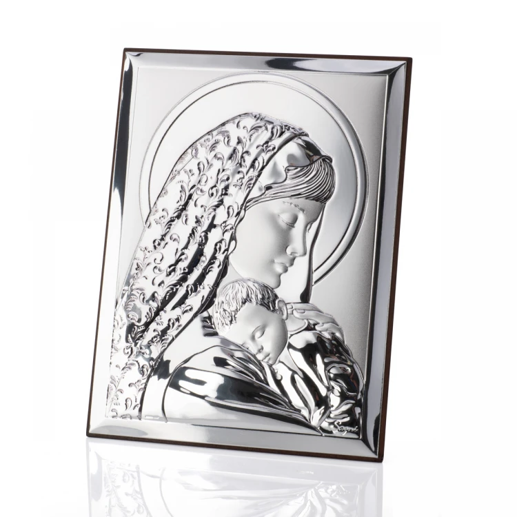 Silver Picture of the Virgin Mary with Child, size 13x18cm - 31133