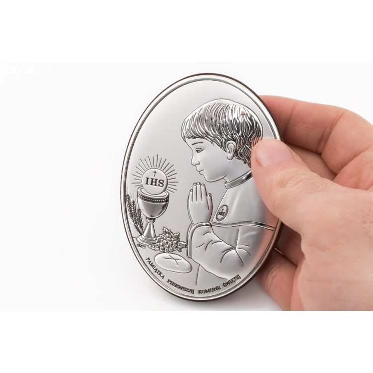 Silver Picture Souvenir of First Holy Communion for Boy, size 7x10cm - DS05/1O