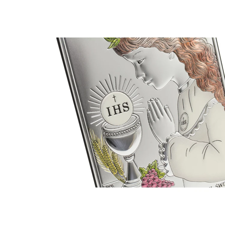 Silver Picture First Holy Communion Souvenir for a Girl size 10x14cm - DS04/2CA