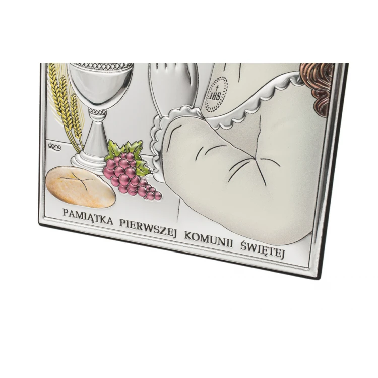 Silver Picture First Holy Communion Souvenir for a Girl size 10x14cm - DS04/2CA