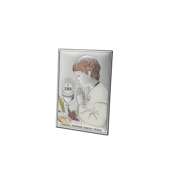 Silver Picture Souvenir of First Holy Communion for Boy, size 10x14cm - DS04/2CO