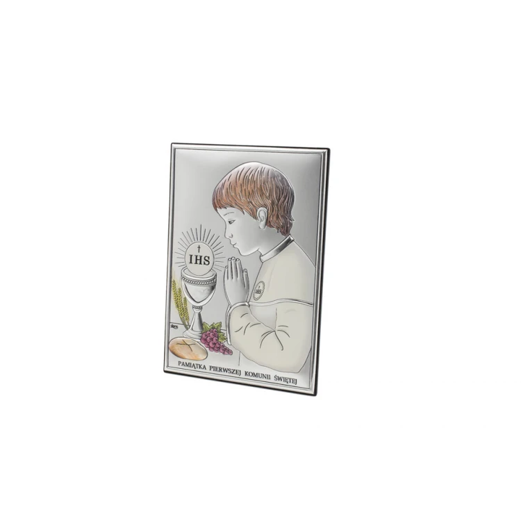 Silver Picture Souvenir of First Holy Communion for Boy, size 10x14cm - DS04/2CO