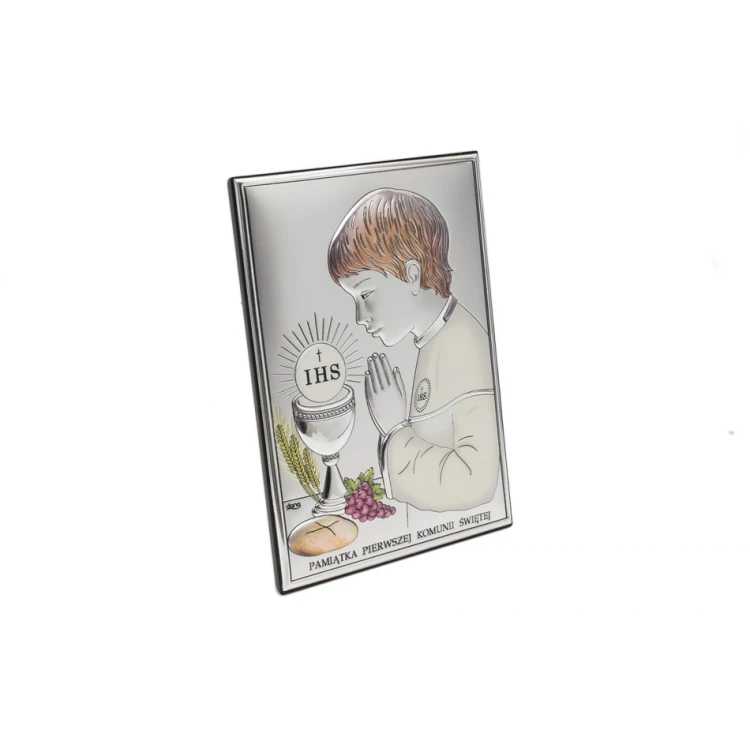 Silver Picture Souvenir of First Holy Communion for Boy, size 10x14cm - DS04/2CO