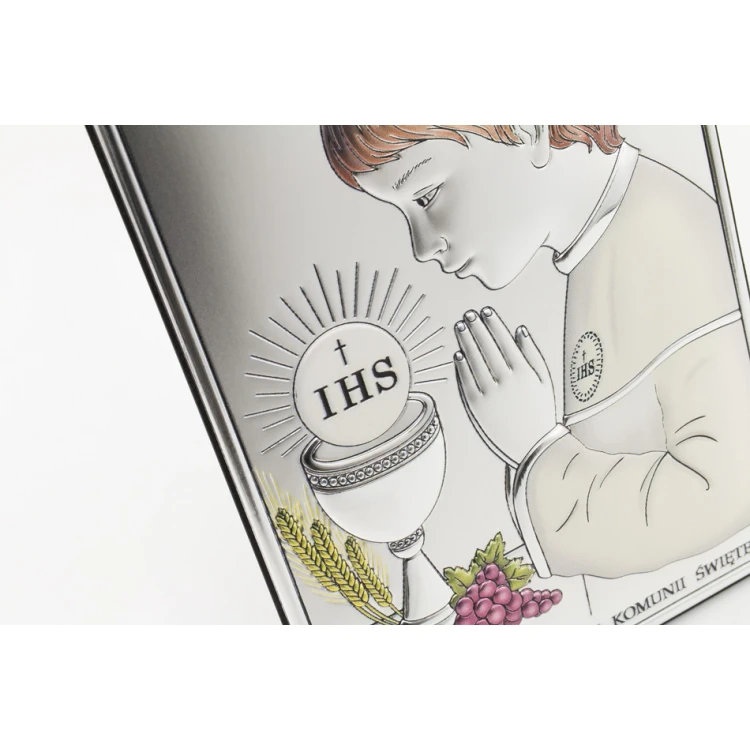 Silver Picture Souvenir of First Holy Communion for Boy, size 10x14cm - DS04/2CO
