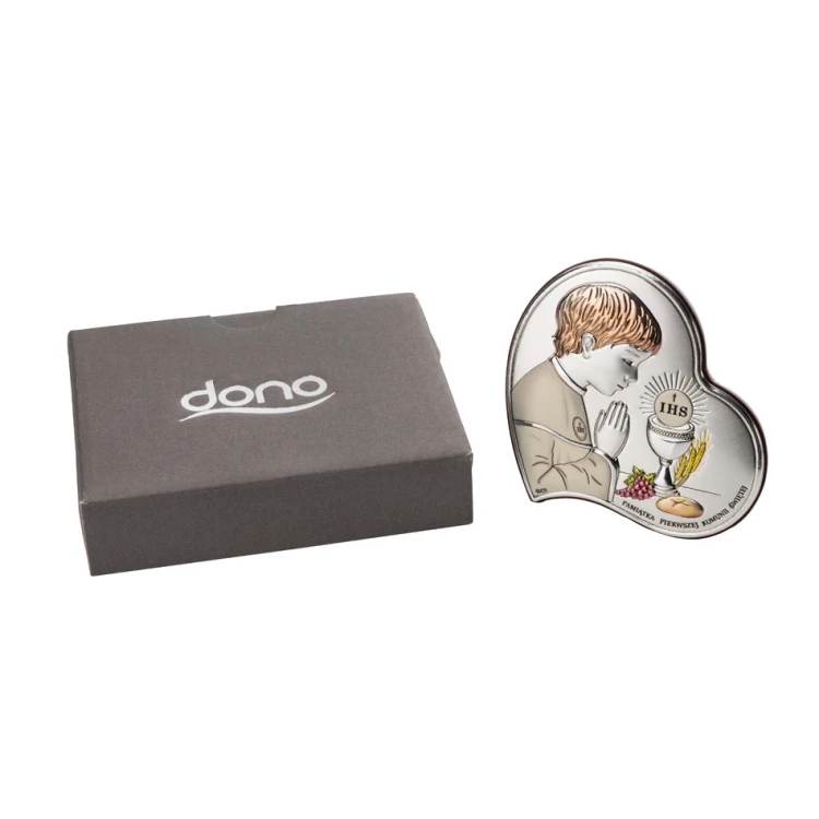 Silver Picture Souvenir of First Holy Communion for Boy, size 8x8cm - DS03/1CO