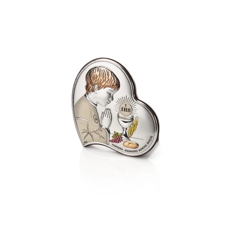 Silver Picture Souvenir of First Holy Communion for Boy, size 8x8cm - DS03/1CO