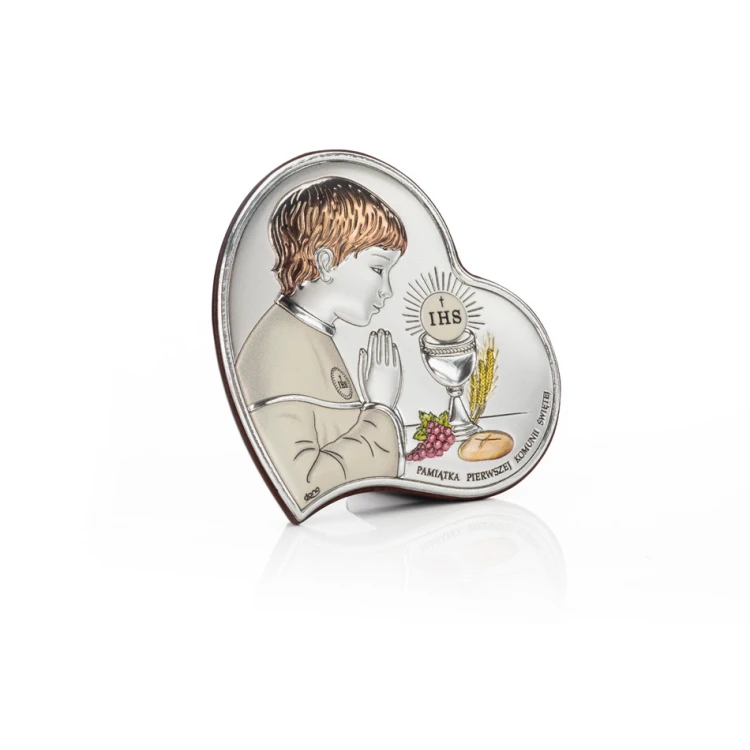 Silver Picture Souvenir of First Holy Communion for Boy, size 8x8cm - DS03/1CO