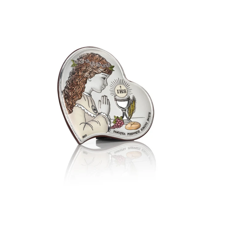 Silver Picture First Holy Communion Souvenir for a Girl size 8x8cm - DS03/1CA