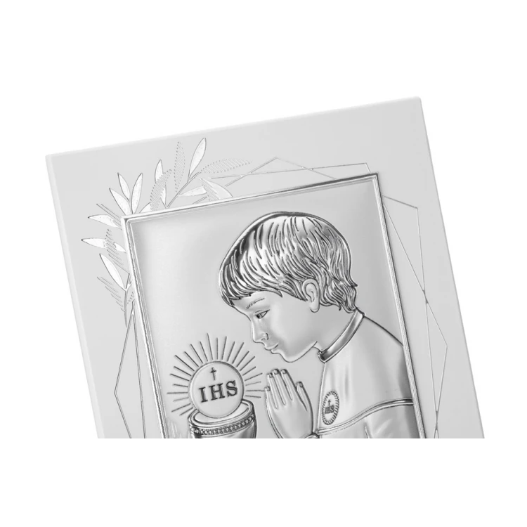 Silver Picture Souvenir of First Holy Communion for Boy, size 14.5x19.5cm - DS04FO/2O