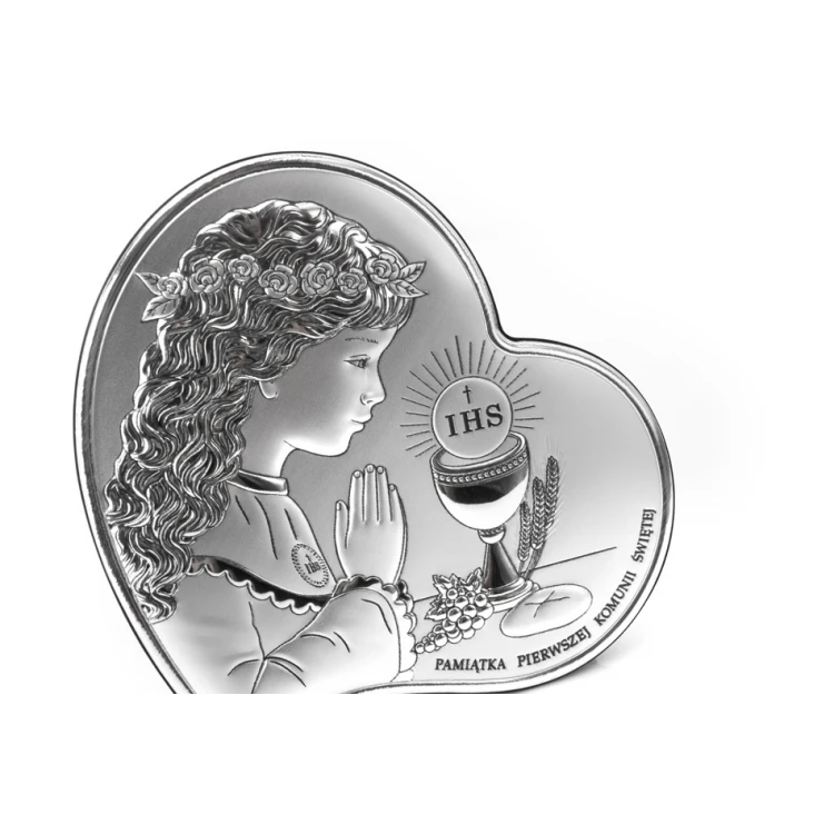 Silver Picture First Holy Communion Souvenir for a Girl size 14x14cm - DS03/2XA