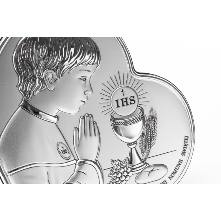 Silver Picture Souvenir of First Holy Communion for Boy, size 14x14cm - DS03/2XO