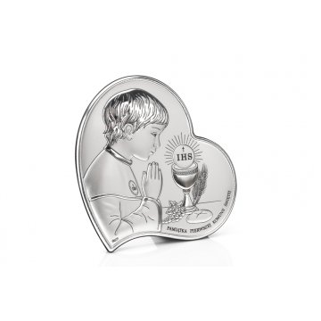 Silver Picture Souvenir of First Holy Communion for Boy, size 14x14cm - DS03/2XO