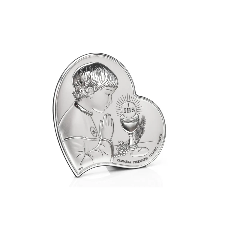 Silver Picture Souvenir of First Holy Communion for Boy, size 14x14cm - DS03/2XO