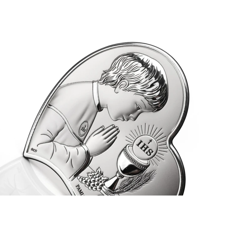 Silver Picture Souvenir of First Holy Communion for Boy, size 14x14cm - DS03/2XO