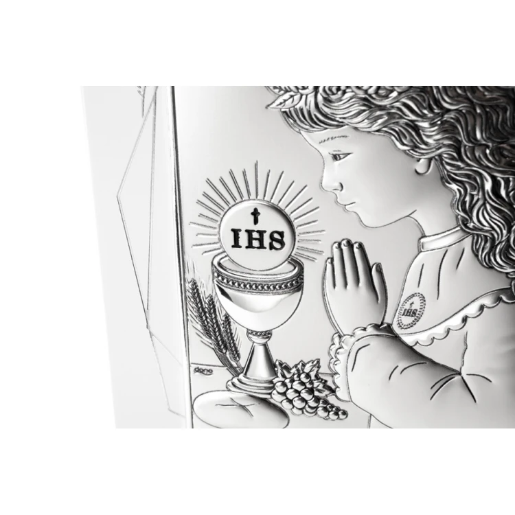 Silver Picture First Holy Communion Souvenir for a Girl size 14.5x19.5cm - DS04FO/2A