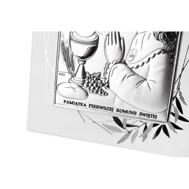 Silver Picture First Holy Communion Souvenir for a Girl size 14.5x19.5cm - DS04FO/2A