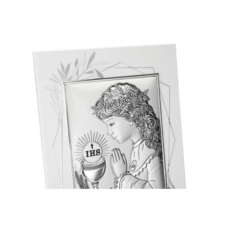 Silver Picture First Holy Communion Souvenir for a Girl size 14.5x19.5cm - DS04FO/2A