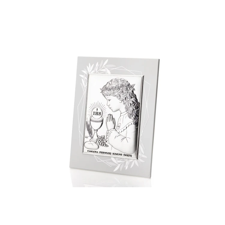 Silver Picture First Holy Communion Souvenir for a Girl size 14.5x19.5cm - DS04FO/2A