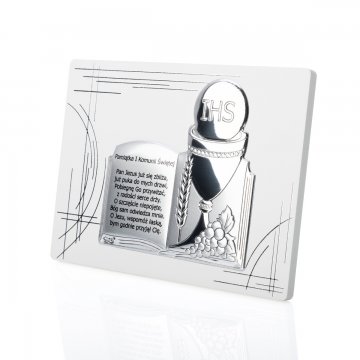 Silver Picture Souvenir of First Holy Communion - size 14.5x11cm - DS110FJS/1