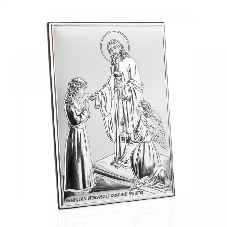 Silver Picture First Holy Communion Souvenir for a Girl size 10x14cm - DS31/2A