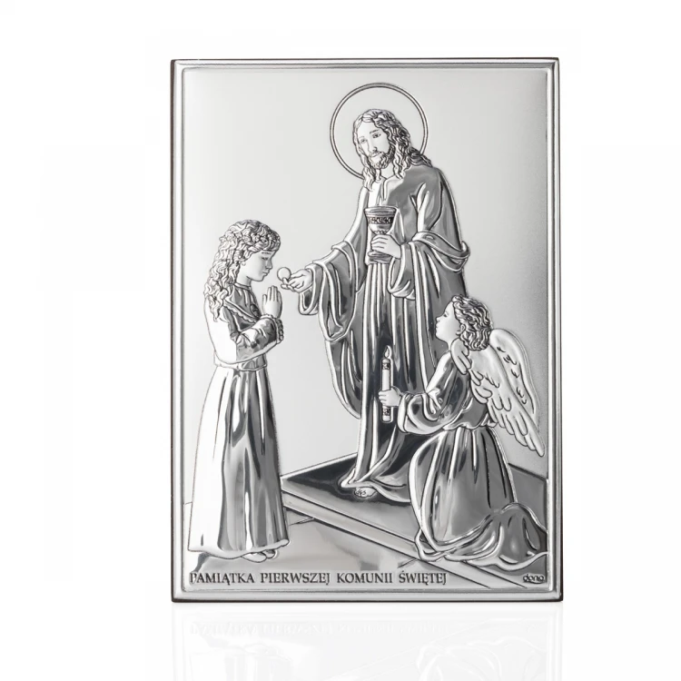 Silver Picture First Holy Communion Souvenir for a Girl size 10x14cm - DS31/2A