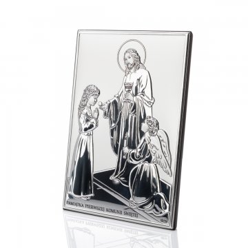 Silver Picture First Holy Communion Souvenir for a Girl size 10x14cm - DS31/2A