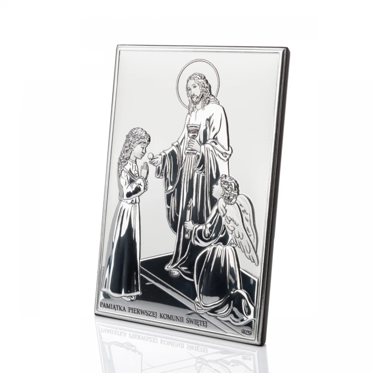 Silver Picture First Holy Communion Souvenir for a Girl size 10x14cm - DS31/2A