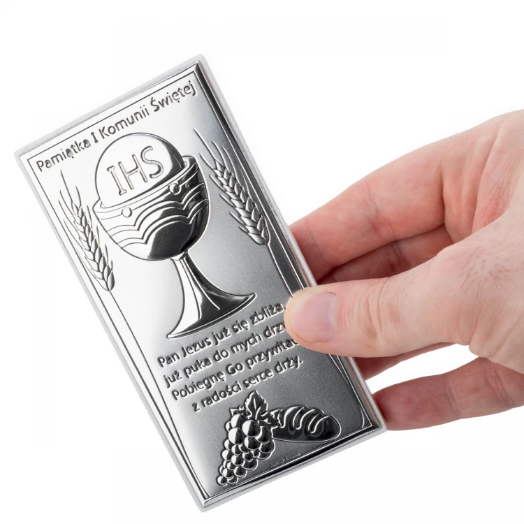 Silver Picture Souvenir of First Holy Communion - size 6x12cm - 8001/2B