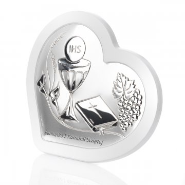 Silver Picture Heart - First Holy Communion Keepsake - size 19x17cm - 6685S/3W